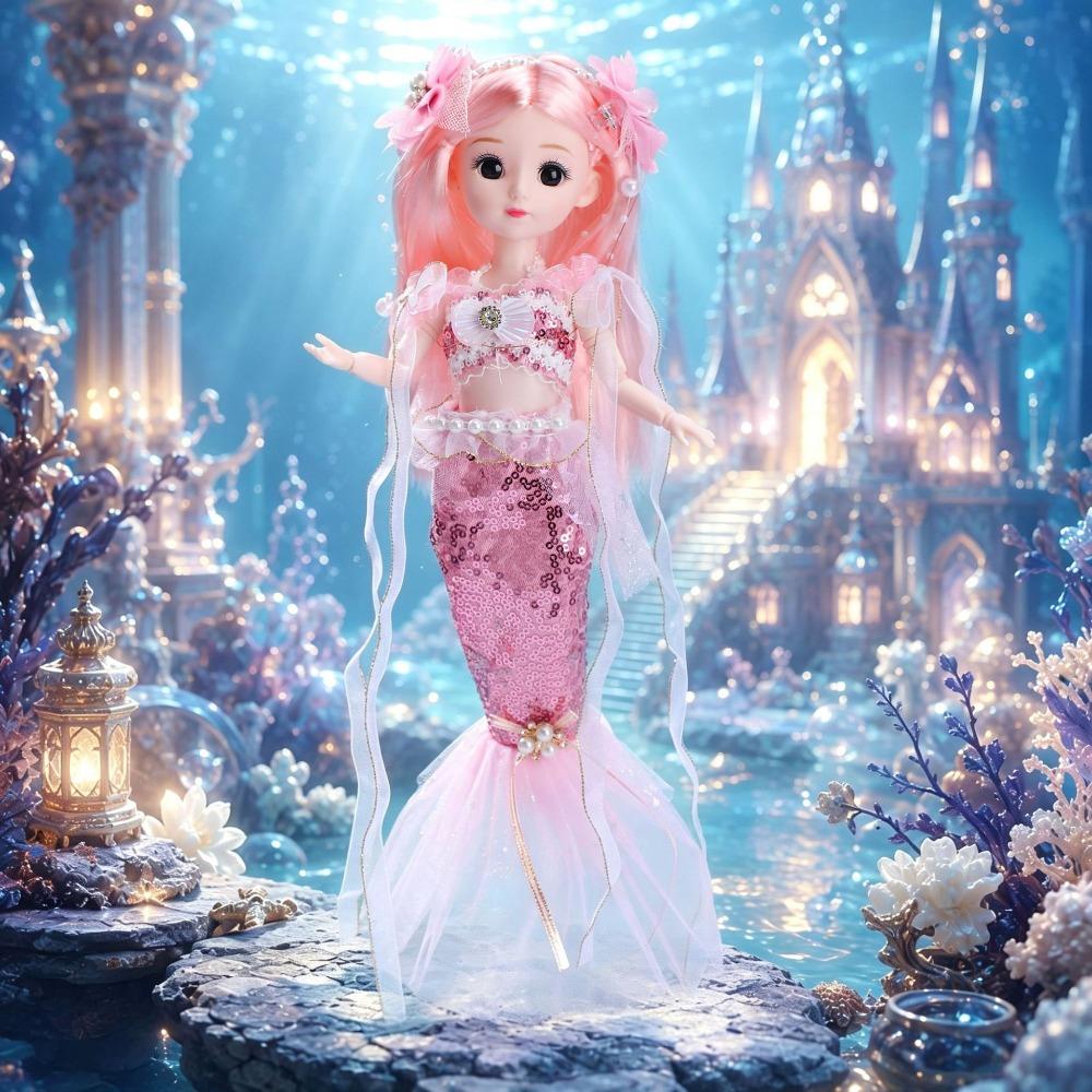 Sequined Mermaid Princess Toy Multi Joints Movable Mermaid Interactive Toys Mermaid Doll Kids Toy