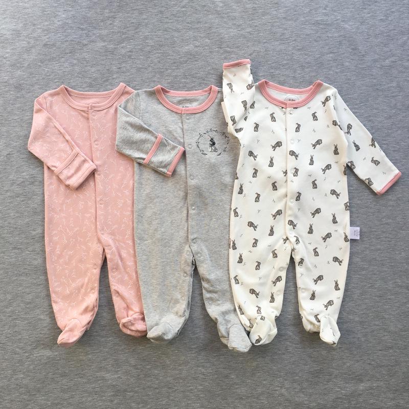 Spring & Autumn Baby Jumpsuit: Foot-Covering, Cotton Romper Pajamas for Newborn Boys & Girls