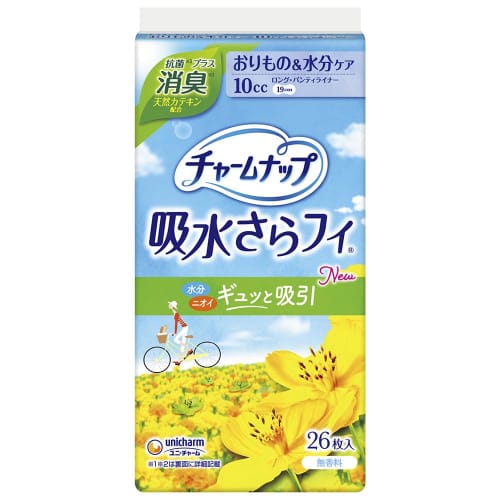 CharmNap Absorbent Sarafi Long, Fragrance-Free and Deodorizing, Wingless, 10cc, 19cm, 26-Pack (Discharge & Moisture Care, Urine Absorbent Liner, Incon