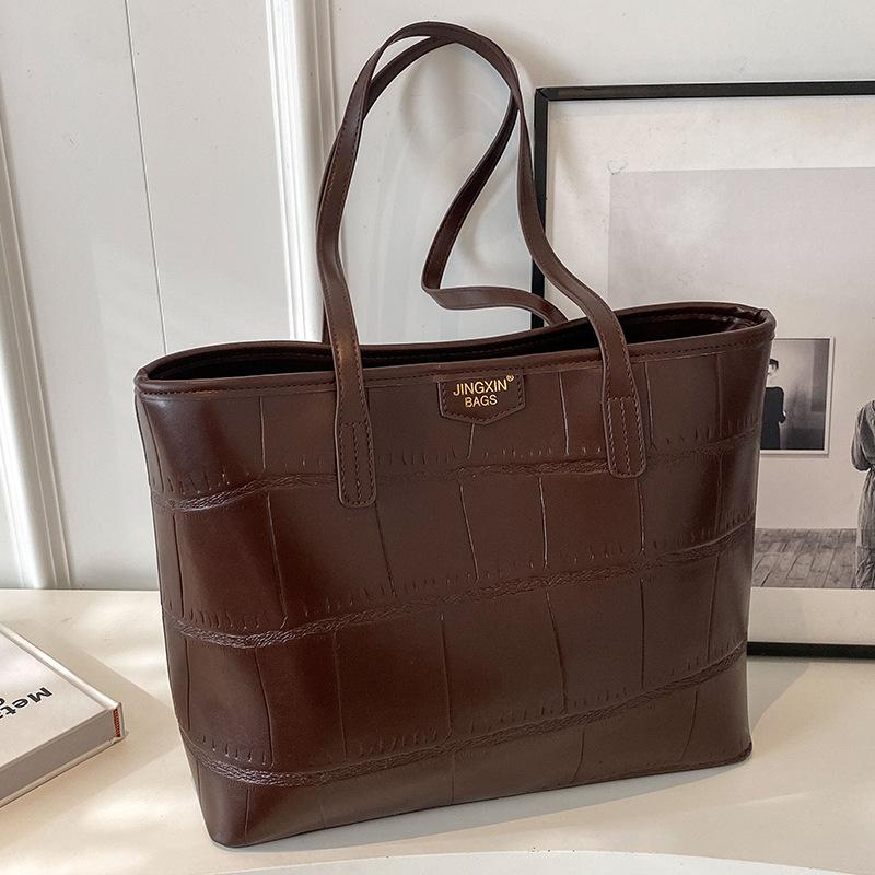 Handbag  Large Capacity  Simple Tote Bag  High End Plaid  Shoulder Bag Trendy