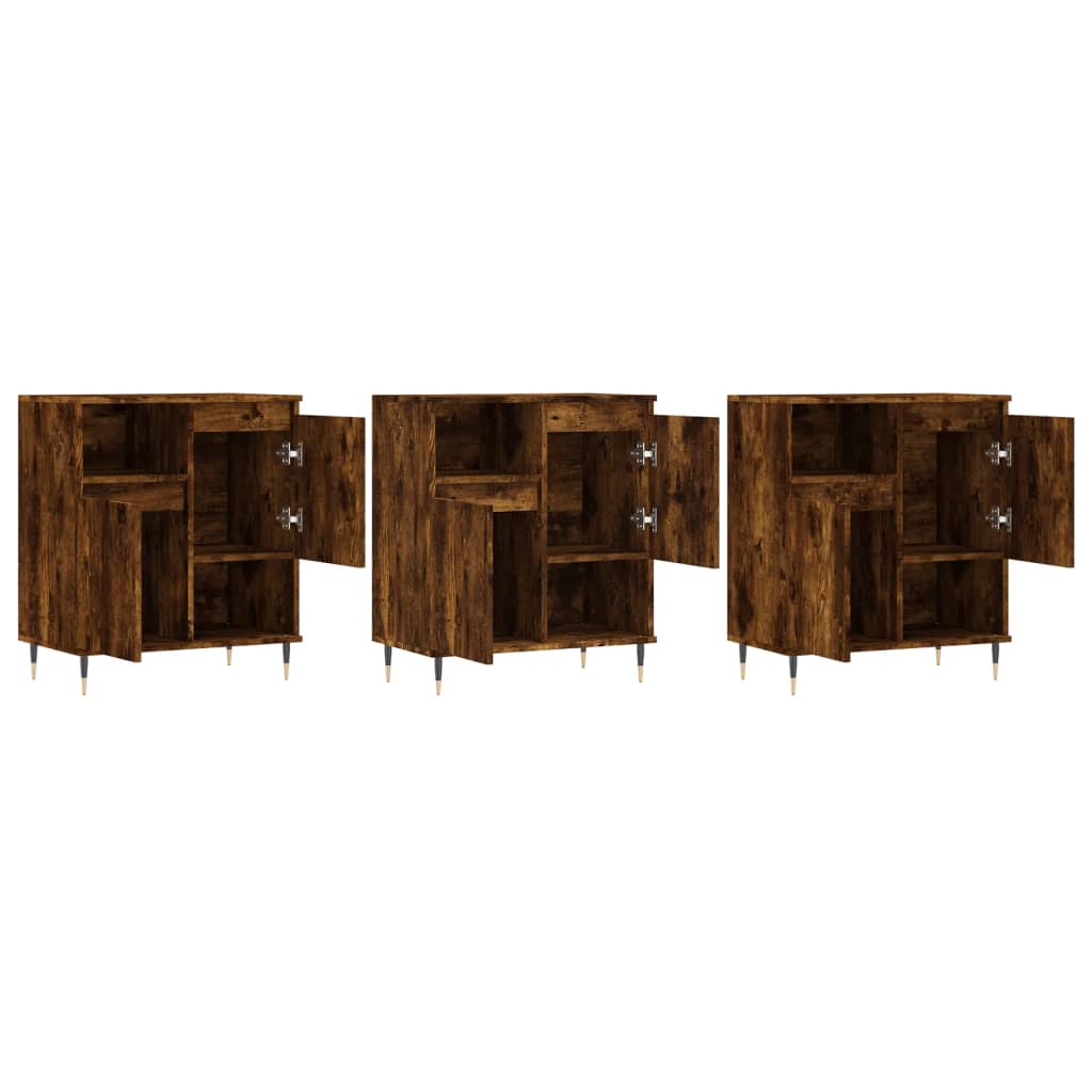 Sideboards 3 pcs Smoked Oak Wood Based Material
