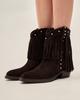 AQUAMARIN 1696 36 Chocolate Suede Ankle Boots with Fringe