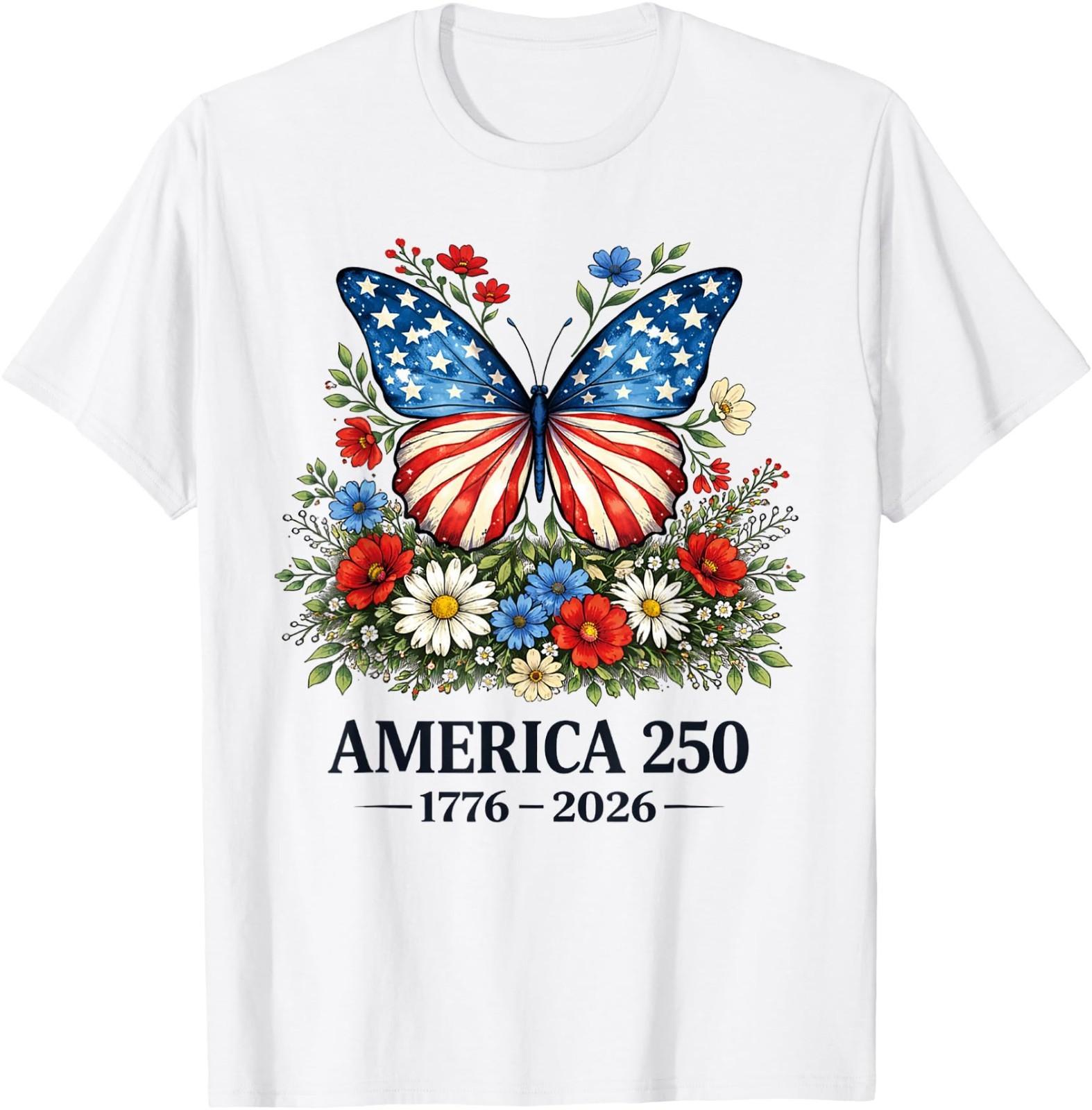 Patriotic Butterfly Shirt American Flag Freedom Celebration Graphic Unisex T-Shirt XXXL