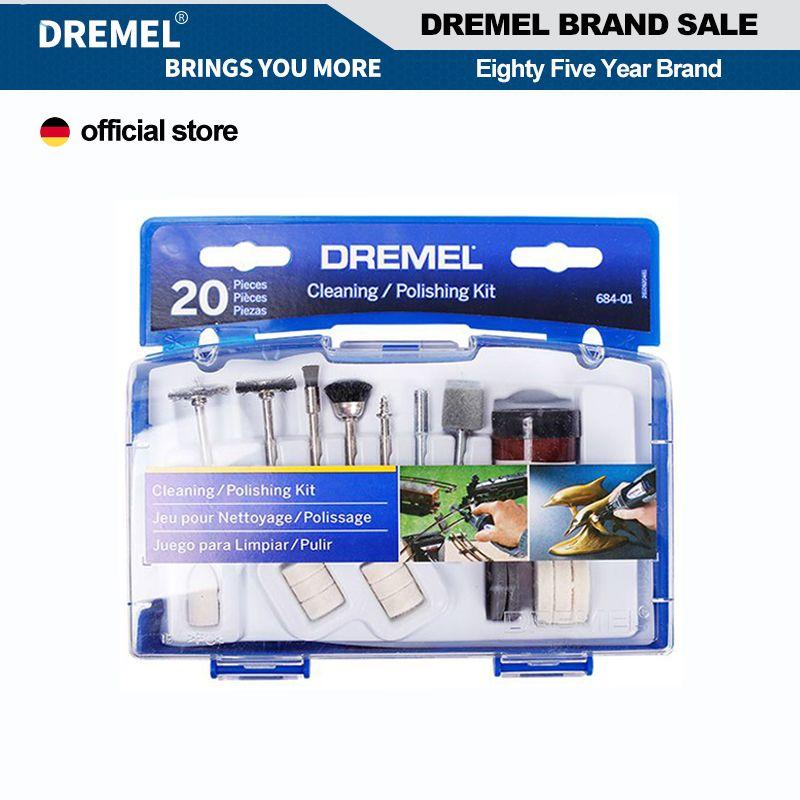Dremel 684-01 Набор насадок для вращающихся инструментов для чистки и полировки, 20 предметов, с футляром