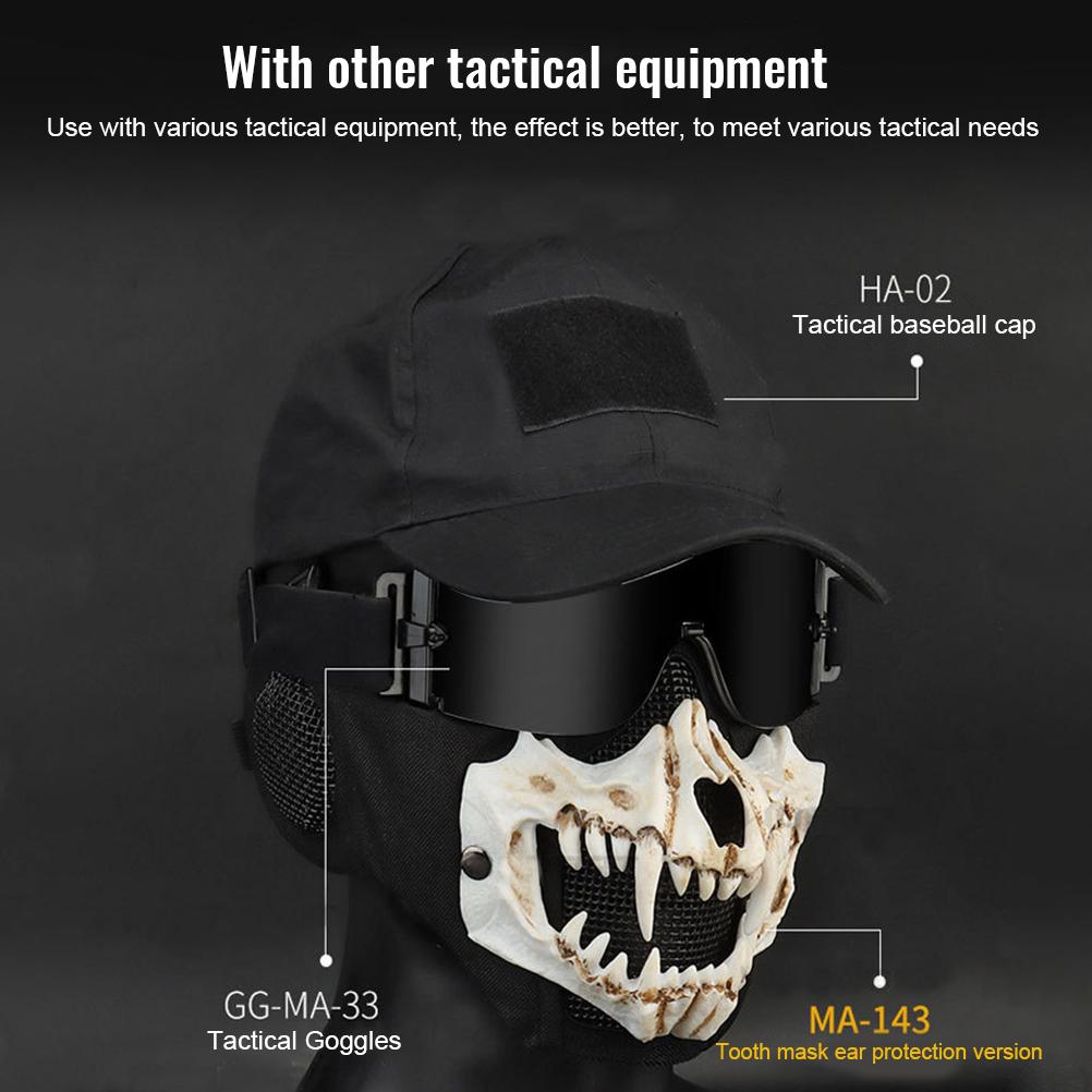 Outdoor Cycling Skeleton Ear Protection Half Face Cover Halloween Fangs Scary Horror Costume Props