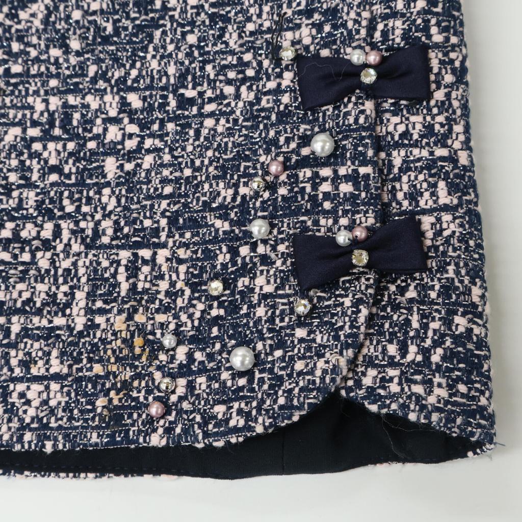 Rene 6834250 Tweet Slit Ribbon Midi Skirt skirt 34 Pink x navyUsed