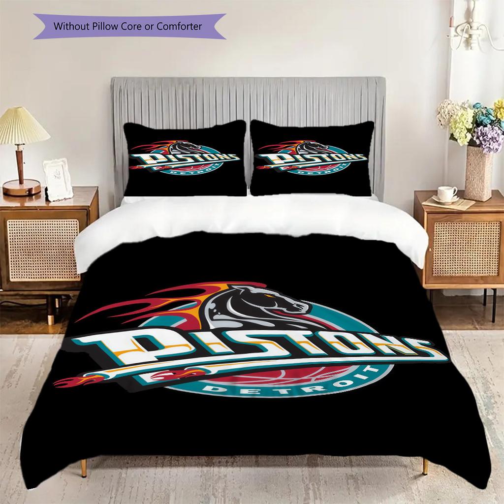 Detroit Pistons Basketball Spirit Three-piece set(1 * duvet cover + 2 * pillowcase, without core) Soft and comfortable Bedding set