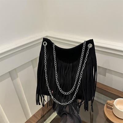 Autumn New Simple and Fashionable Shoulder Bag Fringed Messenger Bag Bag Retro Fashionable Underarm Tote Bag