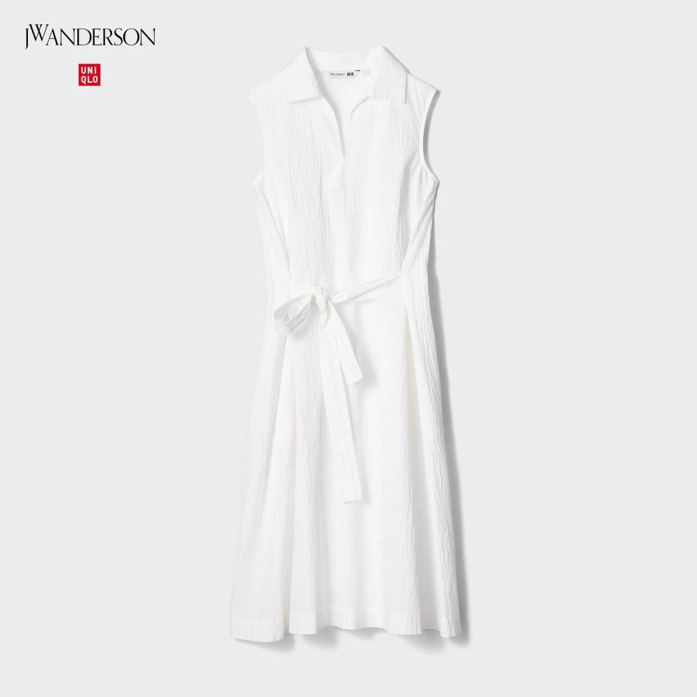 

Платье из хлопчатобумажной ткани UNIQLO без рукавов с поясом