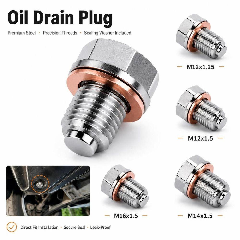 M12 M14 Oil Drain Plug With Copper Washer Magnetic Drain Plug Reusable Sump Drain Bolt