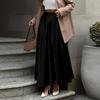 Women's Fashion Solid Color Skirt High Waisted Elegant Skirt