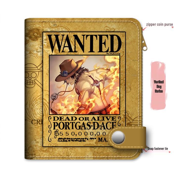 Portmonetka na monety i etui na karty zapinane na zamek błyskawiczny z motywem One Piece