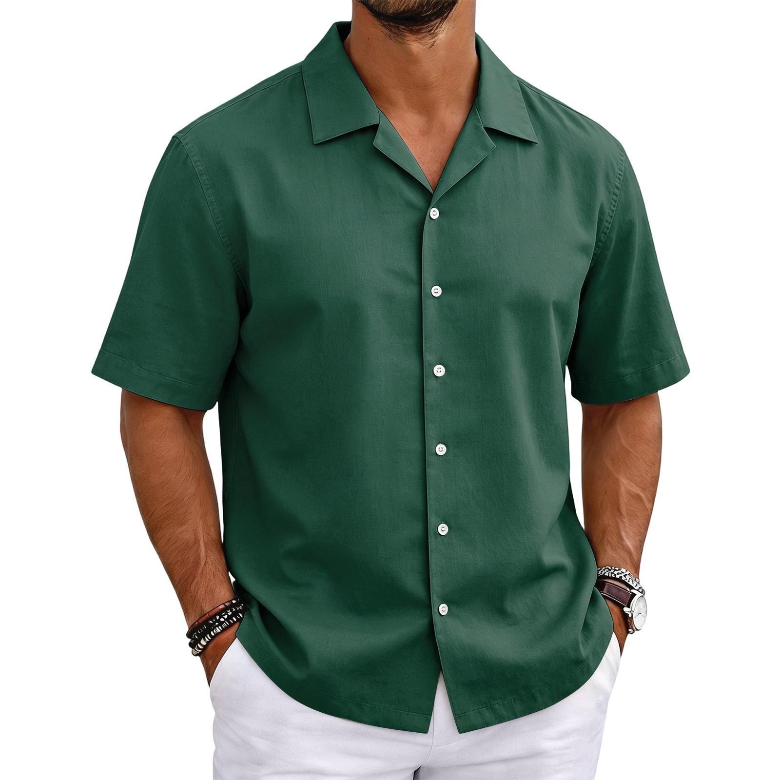 Men s Cuban Collar Casual Shirt for Summer Everyday Wear S