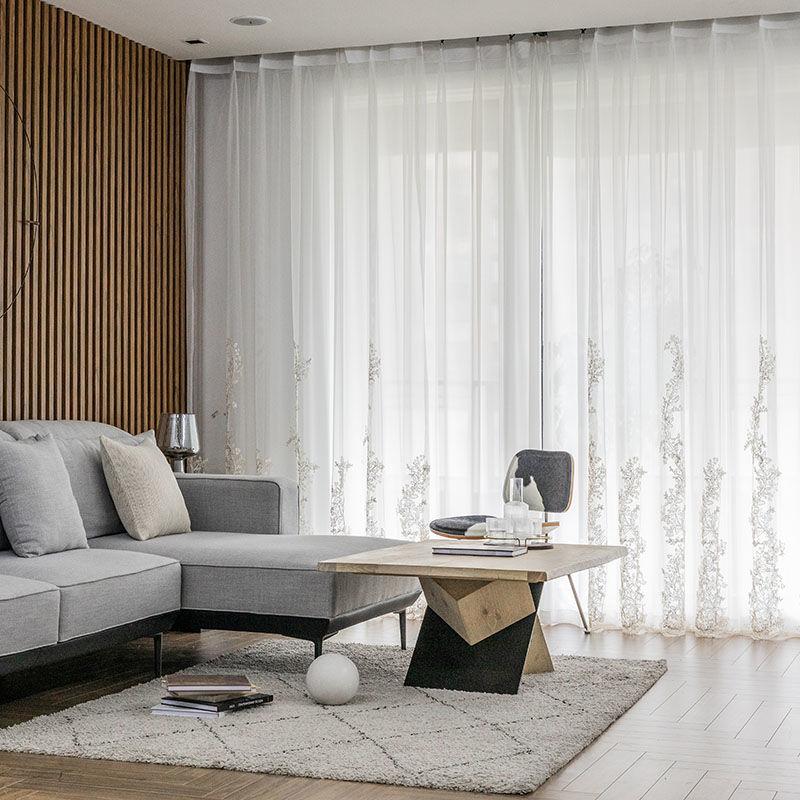 New Floral Embroidered Sheer Curtains for Living Room Bedroom Windows Voile Drapes Fresh Design