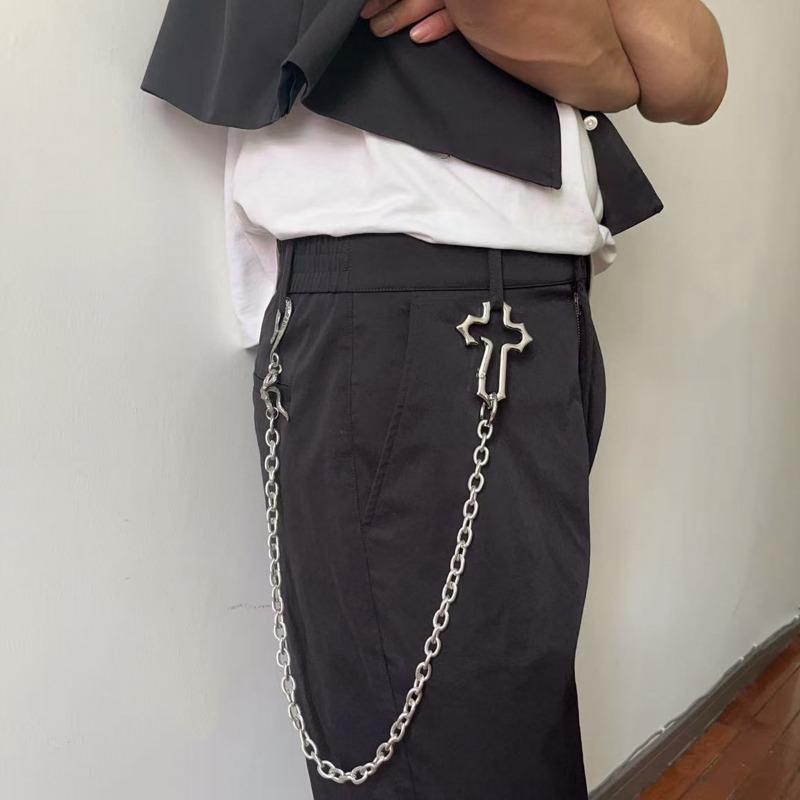 Multi-element trouser chain, bag hanging chain, sword round bead cross waist chain, lobster buckle pendant jeans chain