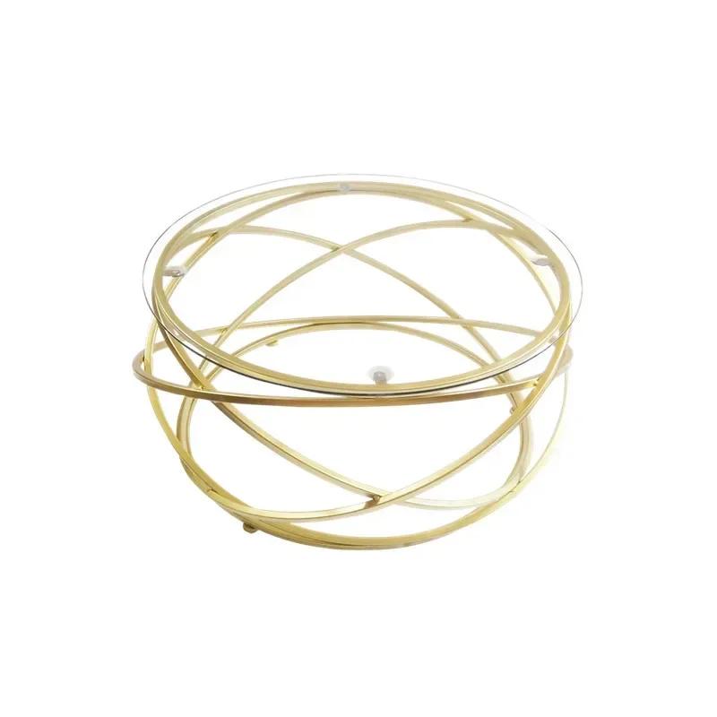 Iron coffee table fashion small apartment living room coffee table tempered glass round sofa side coffee table WF924430