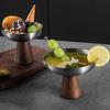 High Feet Ice Cream Cup Wood Handle Fruit Salad Bowl Durable Stainless Steel Dessert Cup  Pudding
