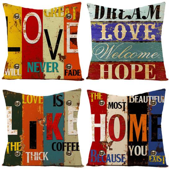 Vintage Motivate Word Print Throw Pillow Case Cushion Cover Home Sofa Decor