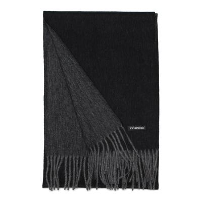 Buyer Wool Cashmere Sustainable Reversible Scarf Wool Cashmere Scarf Solid Color [Women's/Men's] Women's/Men's (Black Reversible) NWCW30-RV04