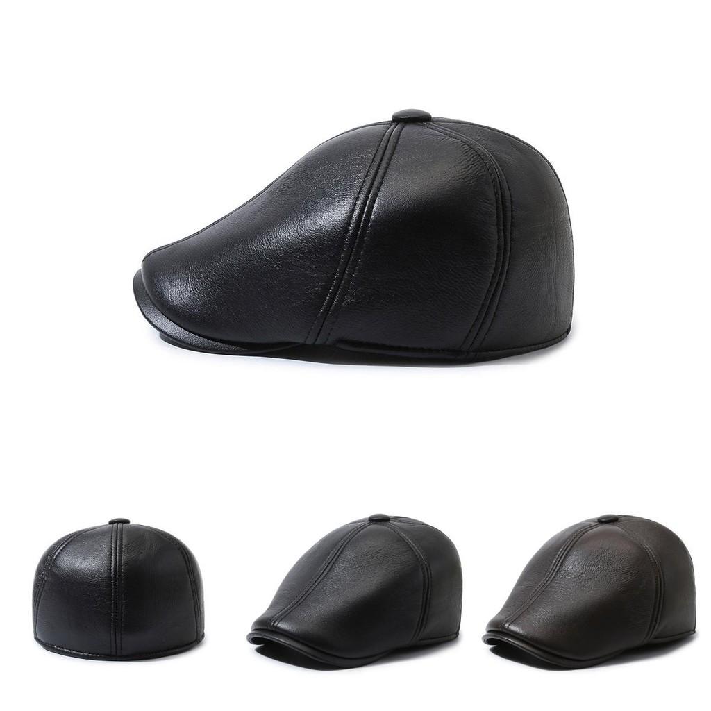 Sophisticated Pu Leather Winter Cap For Elderly Gentlemen Designed For Maximum Comfort