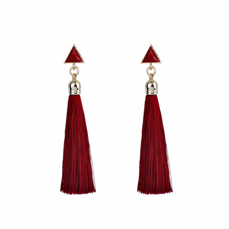 Buy National Style Triangle Long Tassel Rope Earrings Fashion