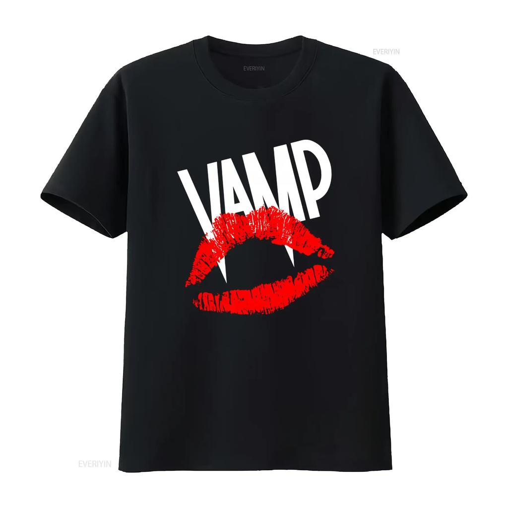 Vamp Movie Grace Jones Vampire Lips Fangs Print T Shirt for Vintage Washed Graphic Slightly De