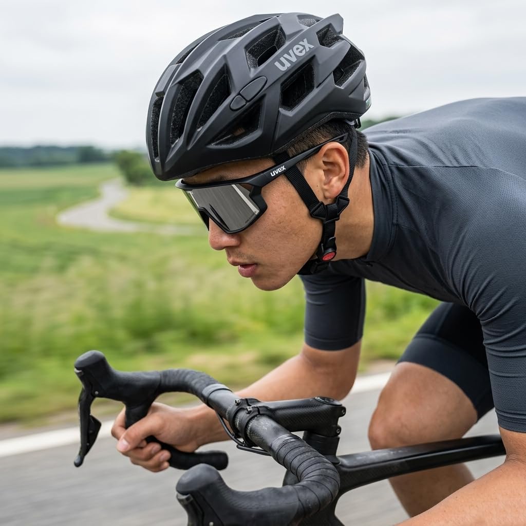 uvex Skyryse V Sports Photochromic for Black Matte Sunglasses, Mirror, Anti-Fog, Lightweight, Running/Cycling/Outdoor Use,
