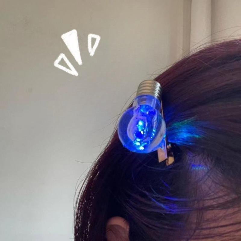 Funny LED Light Bulb Hair Clip Glow Hairpin for Women Novelty Flashing Fringe Clip Trendy Hair Accessory for Party or Daily Use