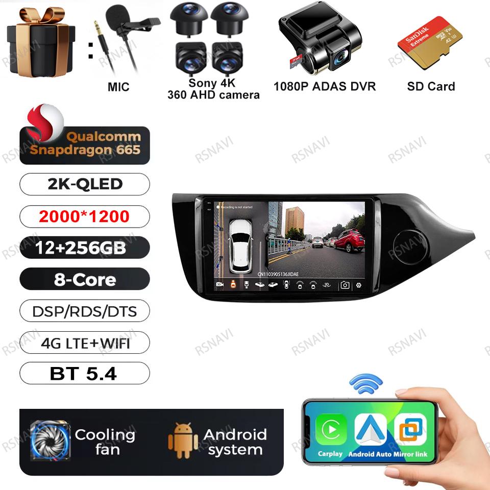 Android 16 Car Radio For Kia CEED 2 JD 2012 - 2018 RHD Video Player Multimedia Carplay Navigation Autoradio RDS Stereo 5G WIFI