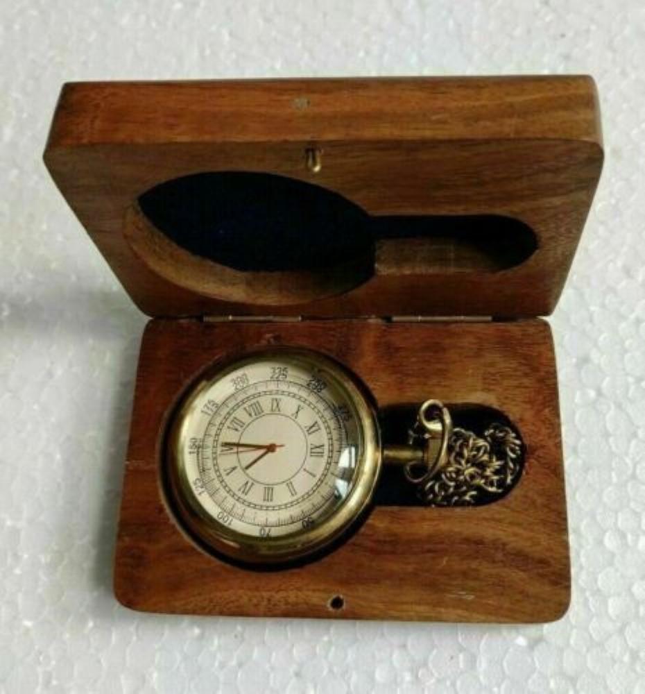 Nautyczny Zegarek Kieszonkowy z Antycznego Mosiądzu z Pudełkiem Prezent na Okazję