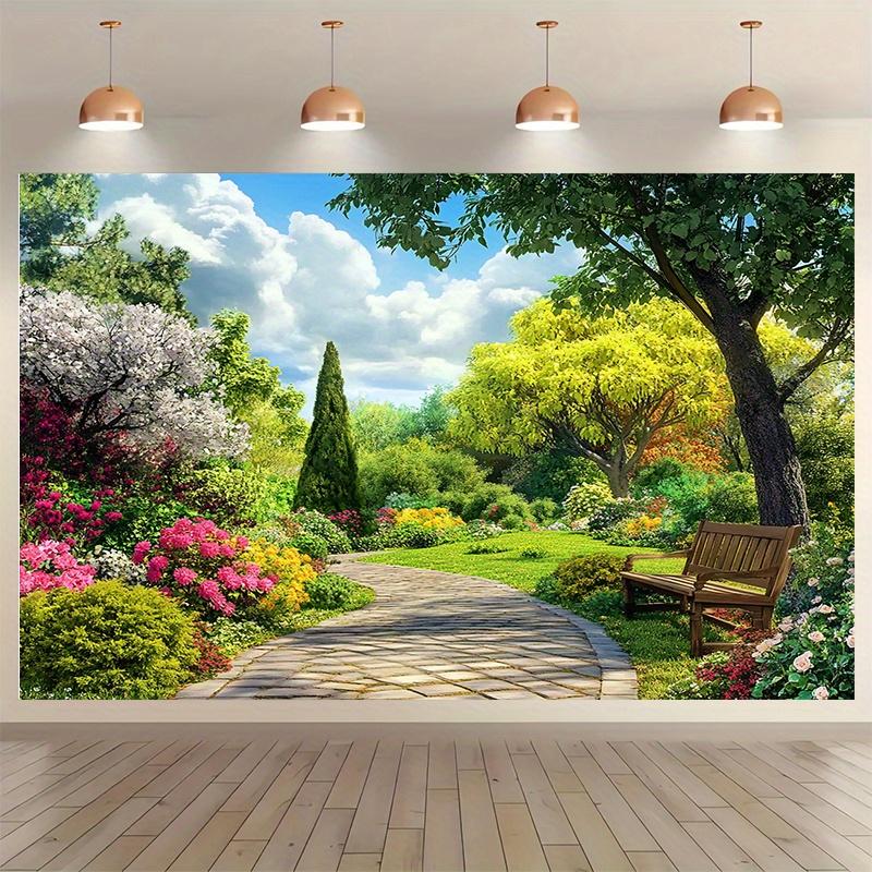 Large Garden Park City Village Polyester Background - Vibrant Outdoor and Indoor Party Banners Festival Celebrations