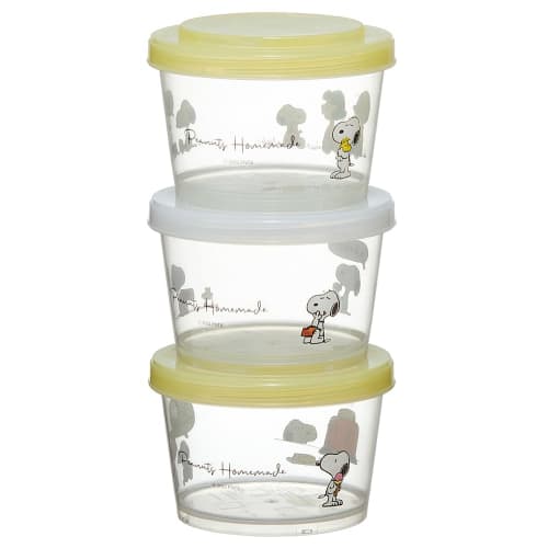 Skater Storage Container Set of 3 240ml Side Dishes Snoopy Watercolor Made in Japan SIJ3-A