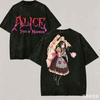 Alice Madness Praná trička Anime milovník Harajuku Nový model Oversized Vintage Volné Unisex Vintage Volné Harajuku vysoká kvalita