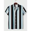 New European and American Printed Men's Shirt Casual Striped Versatile Top Short Sleeved