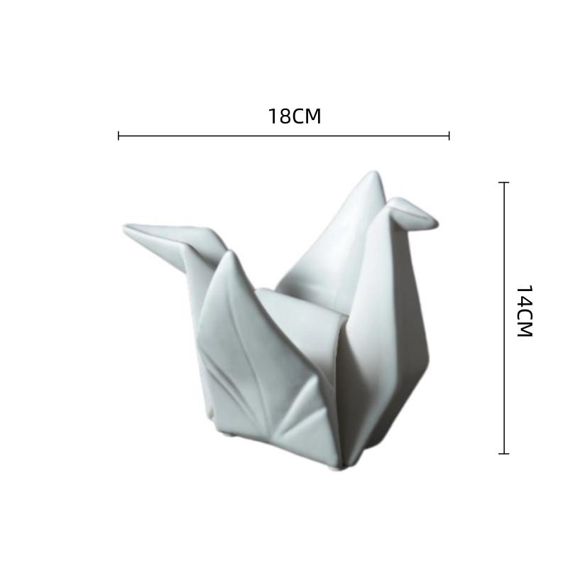 Creative Paper Cranes Ceramic Handicrafts Geometric Origami Sculptures Bird Swan Decorative Figurines Home Decoration