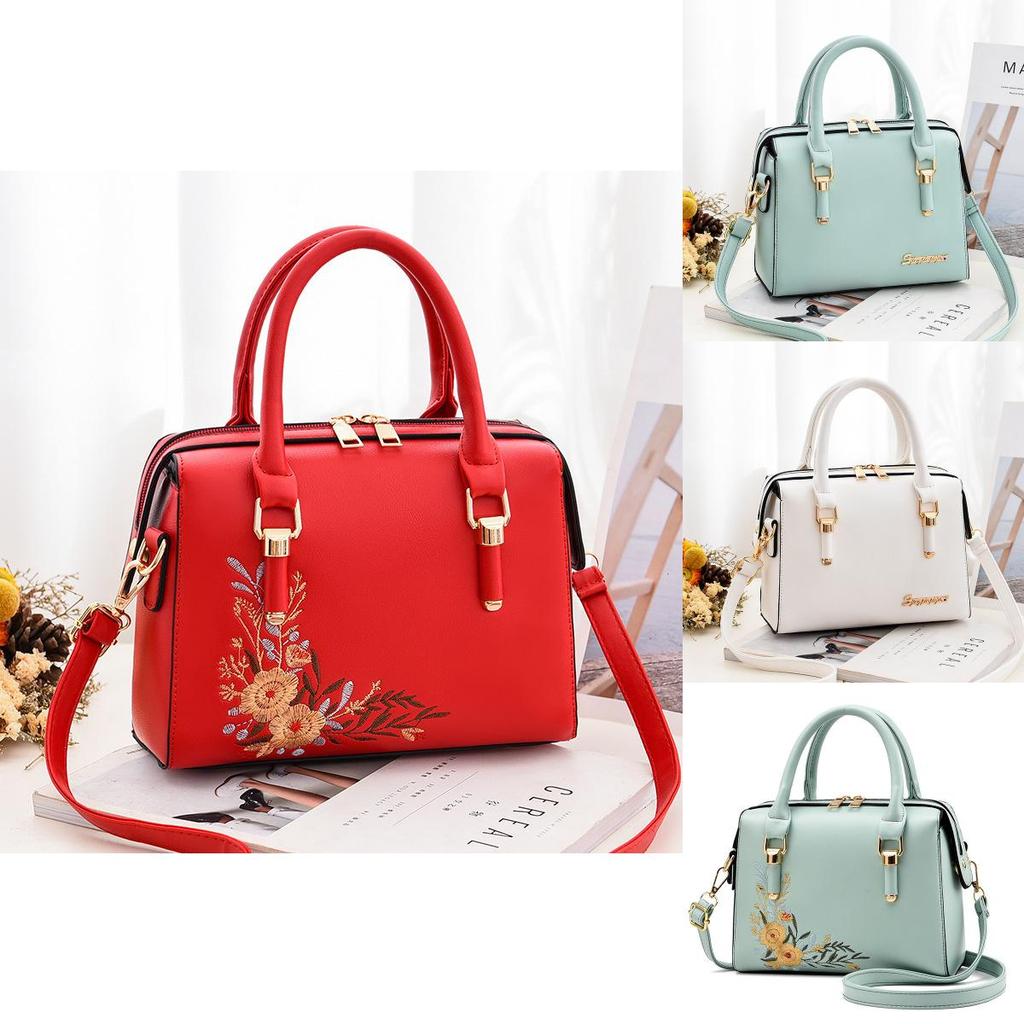 Style Pu Handbag With Embroidered Flowers For Daily Fashion And Casual Outings