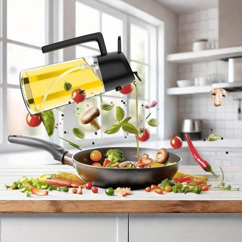 2-In-1 Glass Oil Dispenser & Sprayer - Perfect for Cooking, Grilling, Salads | 16oz/470ml | PVC Free, Machine Washable | Black