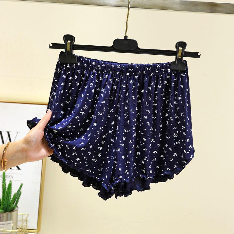 

Пижамные брюки женские 2025 лето модал тонкие для ходьбы цветочные шорты свободные милые можно носить вне дома шорты Navy blue 2XL (65.00 kg-75.00 kg recommended
