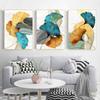 Blue Green Yellow Gold Leaf Plant Flower Canvas Poster Print Nordic Abstract Wall Art Painting Modern Living Room Decor Pictures