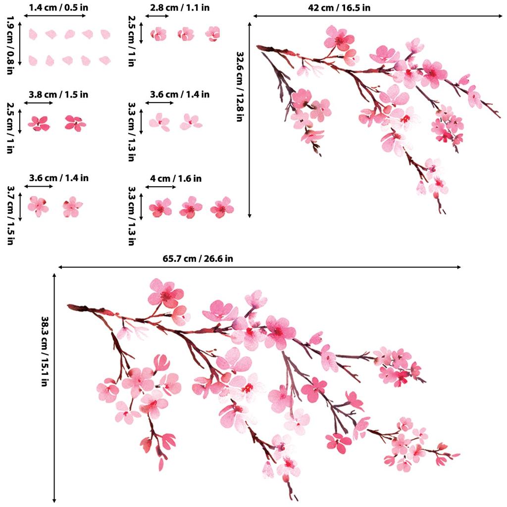 DECOWALL Watercolor Cherry Blossom Wall Sticker Decorate for DIY Wall Transfer Wall Art Sticker Bathroom Room Infant DWL-2003P1903 - Kindergarten,