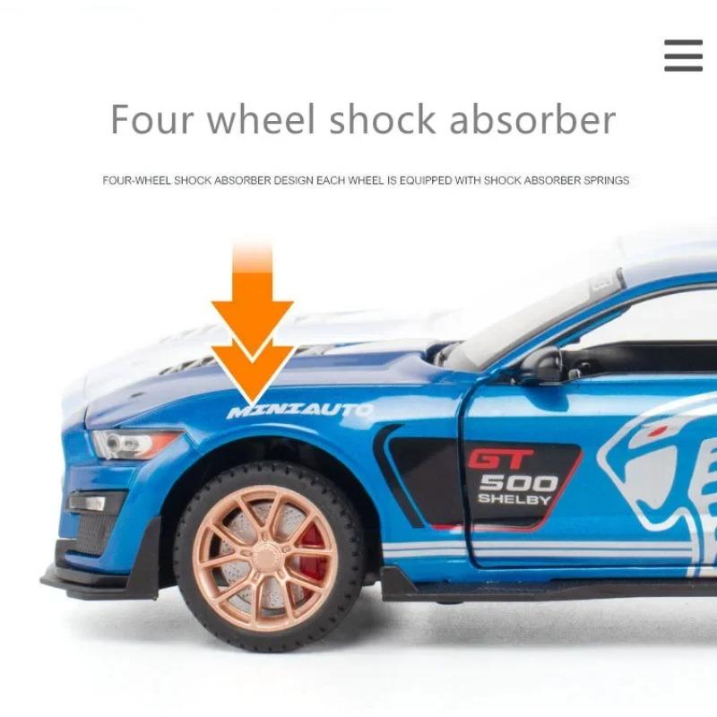 1/32 Ford Mustang Shelby GT500 Alloy Sports Car Simulation Model Diecast Metal Car Model Sound and Light Collection Toys Boys