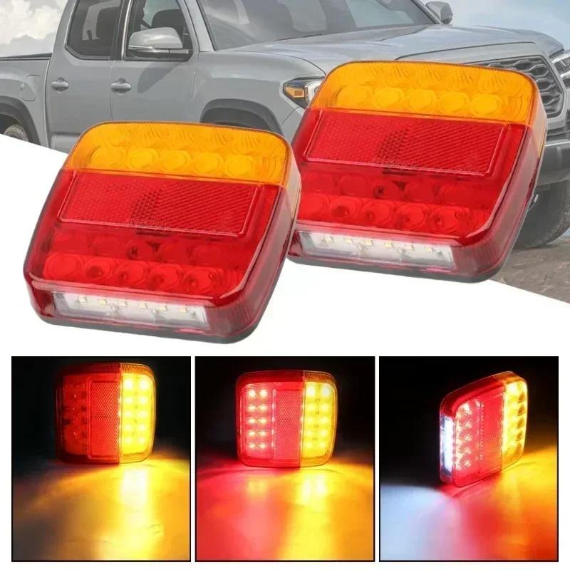 2Pcs Trailer Rear Tail Light 26LED 12V Turn Light Stop Light Reflector License Plate Light Trailer Truck