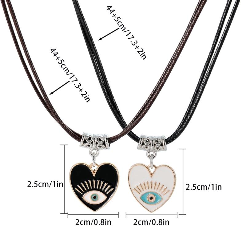 2pcs Heart Cross Cat Pendant Necklace Couple Black Rope Choker Necklace Jewelry