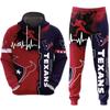 NFL Football Tracksuit Set 3D Print Hoodie Loose Pants Mens Sportswear