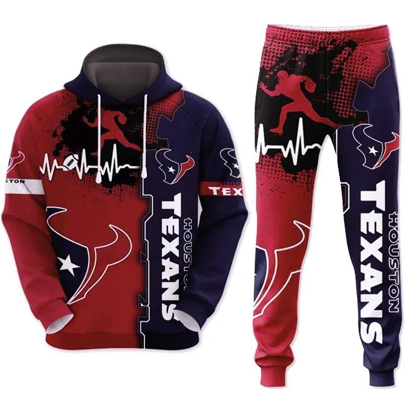 NFL Football Tracksuit Set 3D Print Hoodie Loose Pants Mens Sportswear