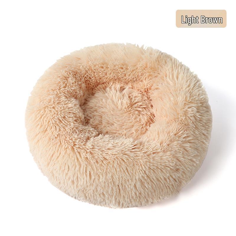 Round Plush Winter Pet Bed: Removable, Warm Cat & Dog Nest Cushion
