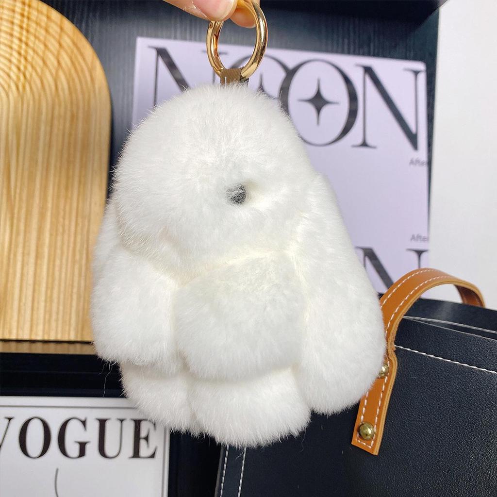 Mini Rex Rabbit Fur Pom Pom Keychain Bag Charm Keyring