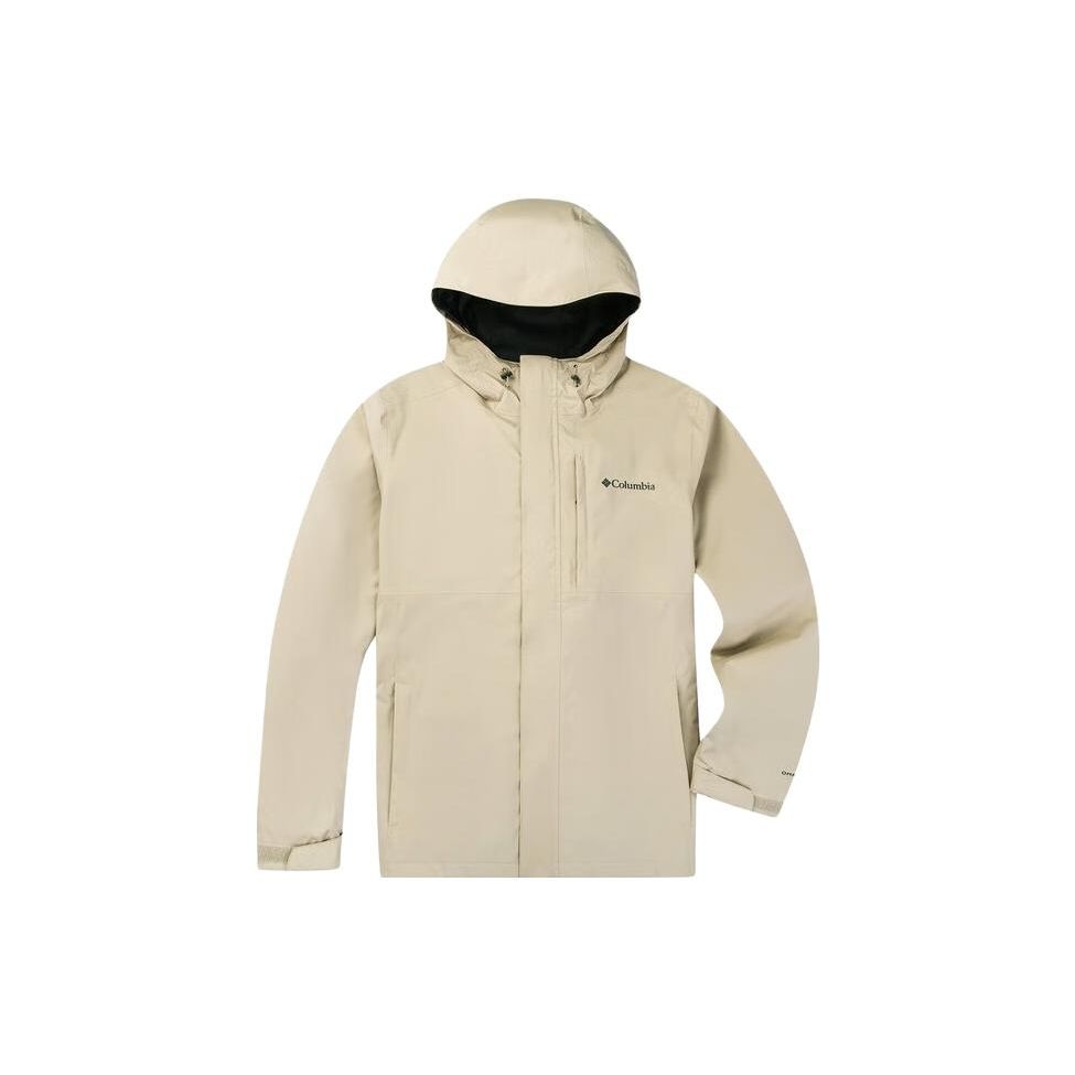 Columbia Solid Color Logo Hooded Three-In-One Down Jacket Unisex Jacket Off-White XE5268-271
