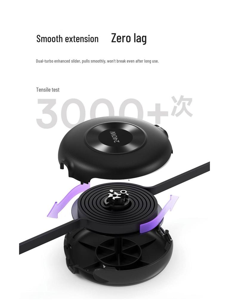 240W Fast Charging Retractable Dual Type-C Cable for Apple, Huawei, Laptops, and Phones
