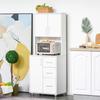 High-end kitchen buffet, 3-door, 3-drawer kitchen cabinet with worktop, 60 x 40 x 160 cm, white